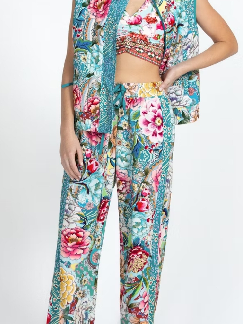 Johnny Was Prisma Straight Leg Track Pant In A Beautiful Bohemian Floral Print
